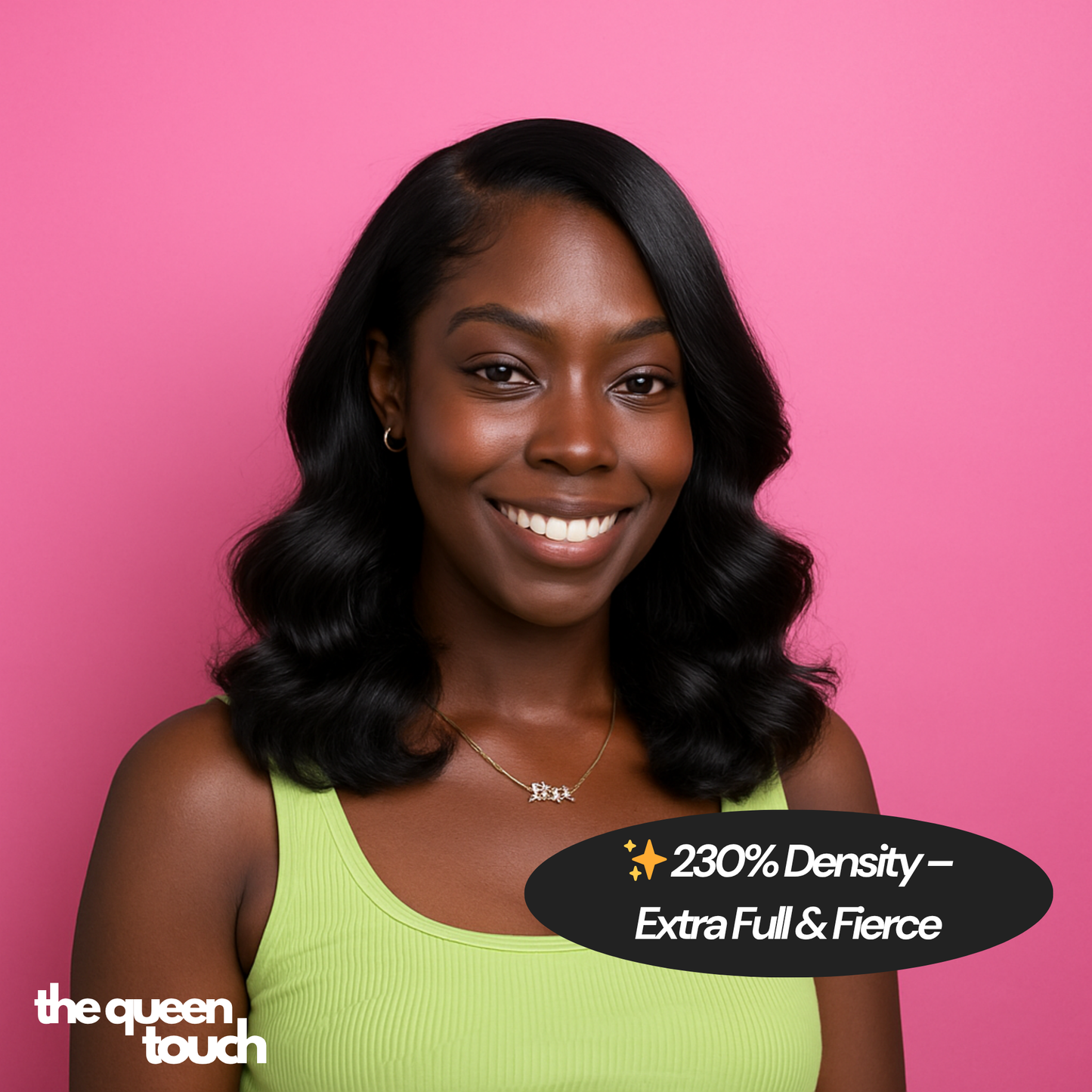 TheQueenTouch - Black Side Part Wavy Wig (FREE GIFT)