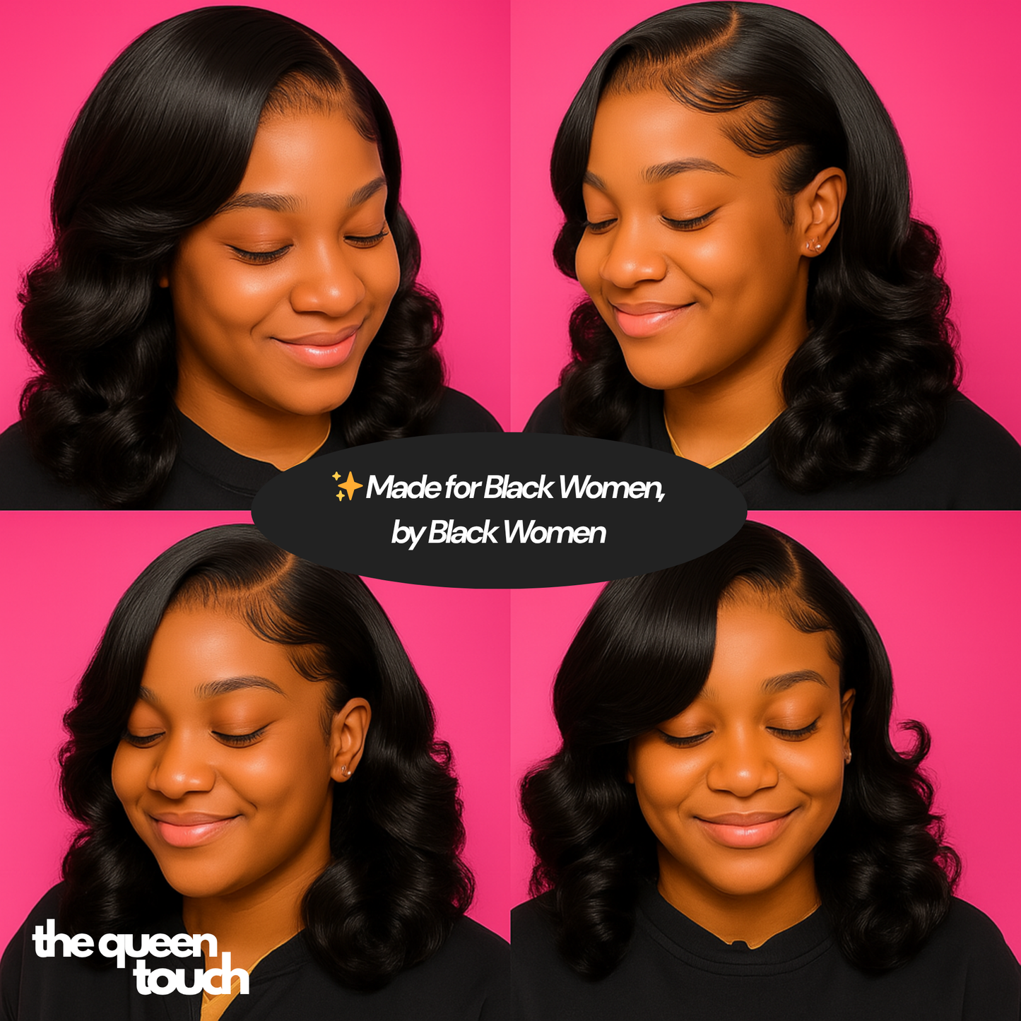 TheQueenTouch - Black Side Part Wavy Wig (FREE GIFT)