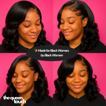 TheQueenTouch - Black Side Part Wavy Wig (FREE GIFT)
